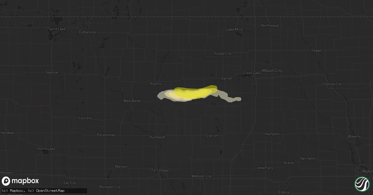 Hail map in Corwith, IA on August 19, 2016