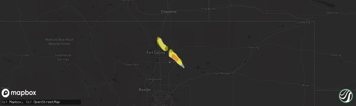 Hail map in Eaton, CO on August 19, 2016