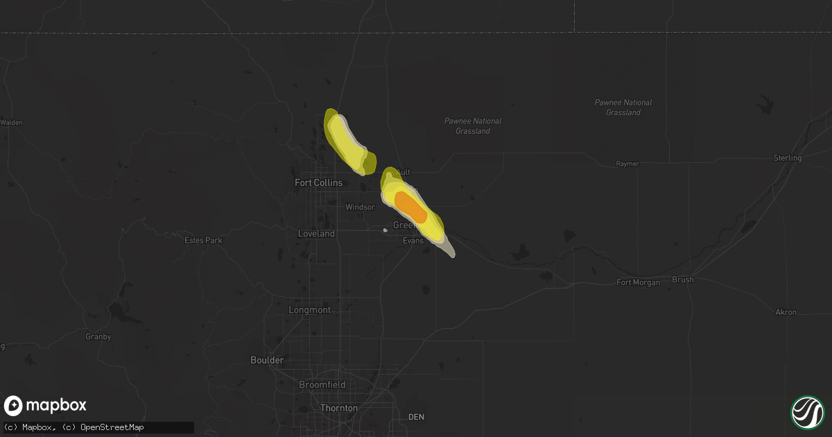 Hail map in Greeley, CO on August 19, 2016