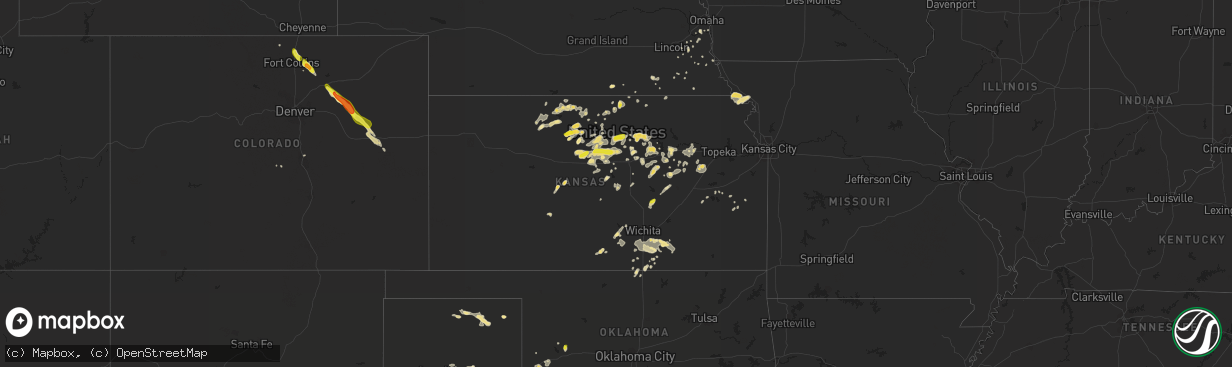 Hail map in Kansas on August 19, 2016