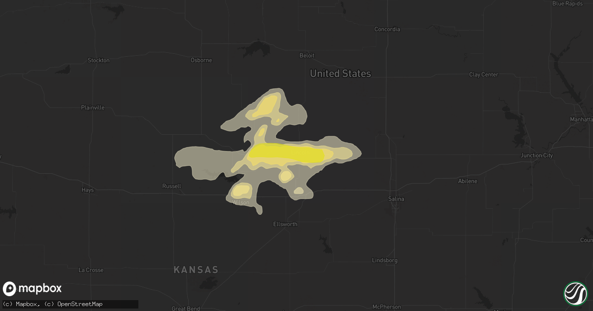 Hail map in Lincoln, KS on August 19, 2016
