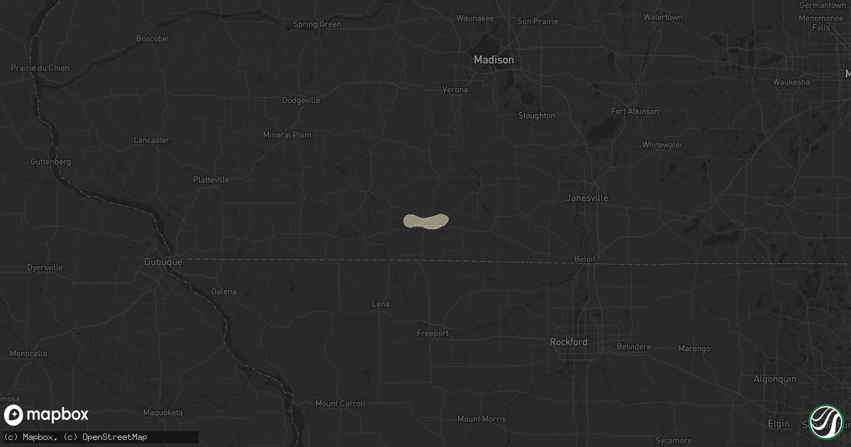 Hail map in Monroe, WI on August 19, 2016