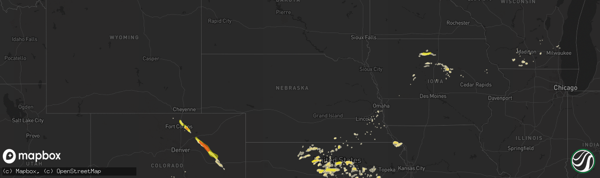 Hail map in Nebraska on August 19, 2016