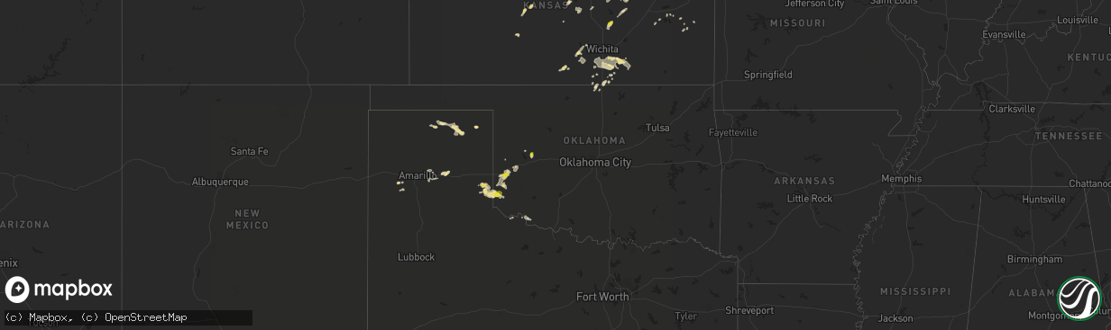 Hail map in Oklahoma on August 19, 2016