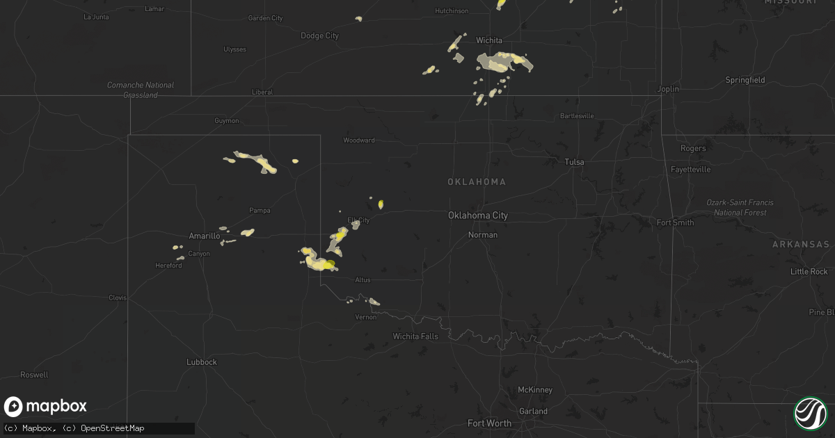 Hail map in Oklahoma on August 19, 2016