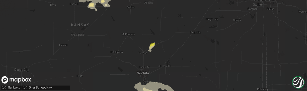 Hail map in Peabody, KS on August 19, 2016