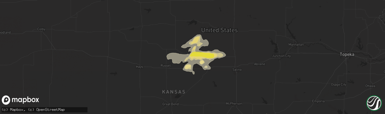 Hail map in Sylvan Grove, KS on August 19, 2016