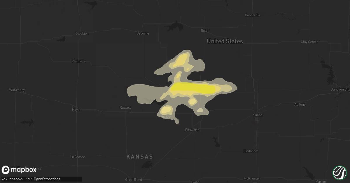 Hail map in Sylvan Grove, KS on August 19, 2016
