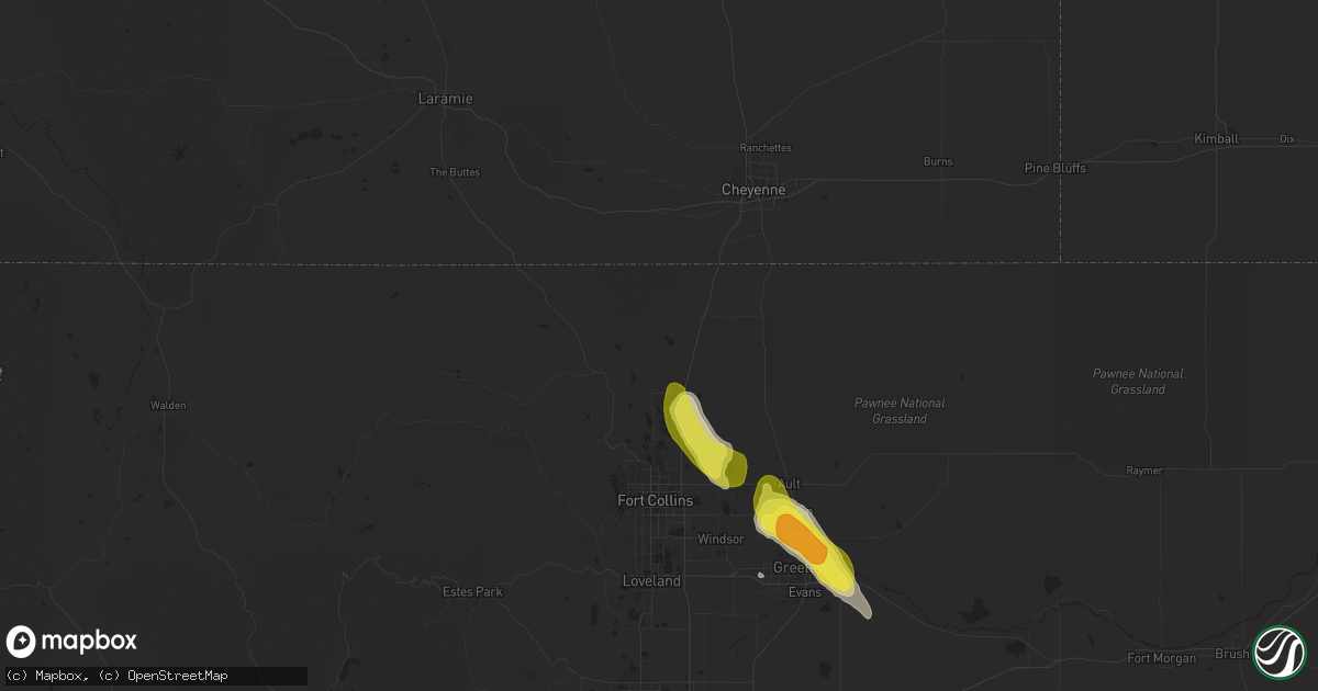Hail map in Wellington, CO on August 19, 2016