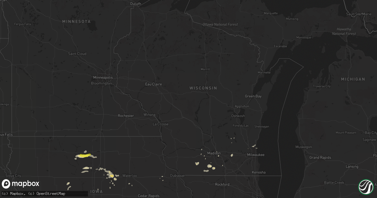 Hail map in Wisconsin on August 19, 2016