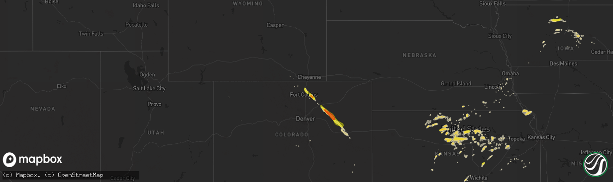 Hail map on August 19, 2016