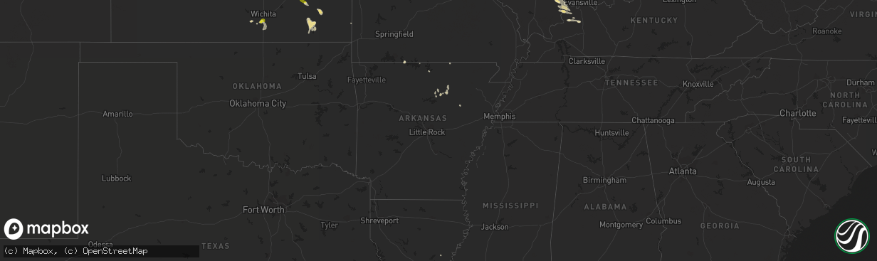 Hail map in Arkansas on August 19, 2017