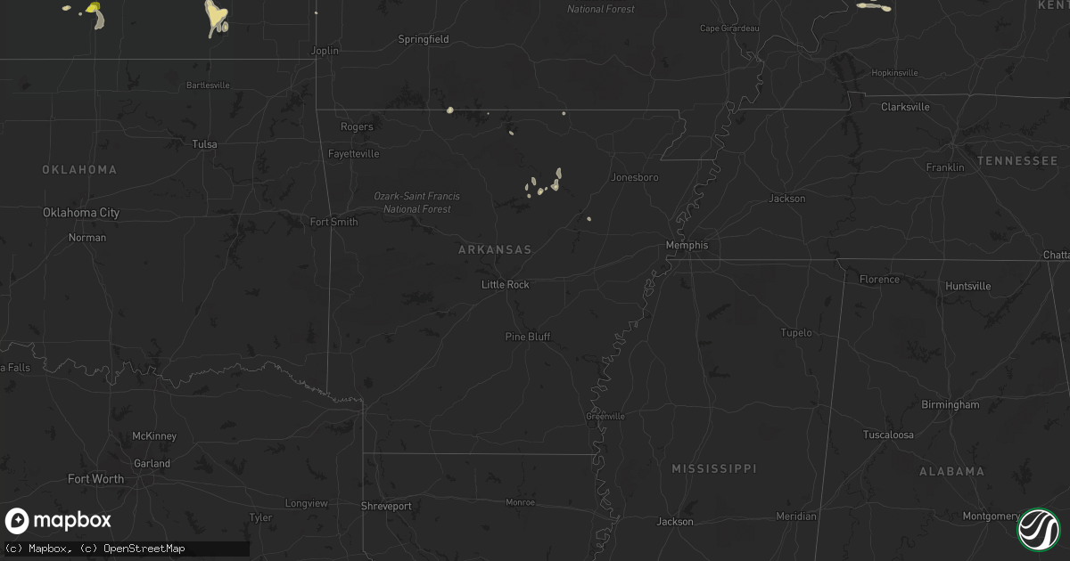 Hail map in Arkansas on August 19, 2017