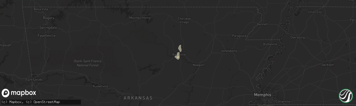 Hail map in Batesville, AR on August 19, 2017