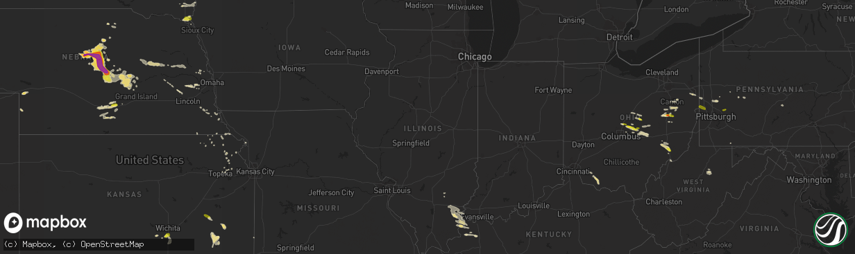 Hail map in Illinois on August 19, 2017