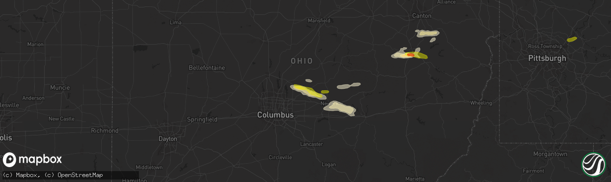 Hail map in Johnstown, OH on August 19, 2017