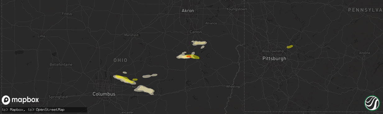 Hail map in New Philadelphia, OH on August 19, 2017