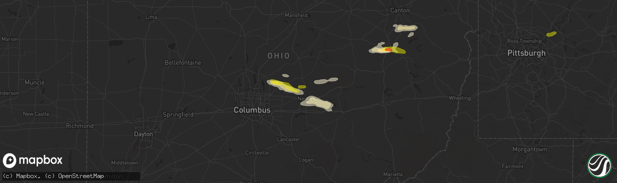 Hail map in Newark, OH on August 19, 2017