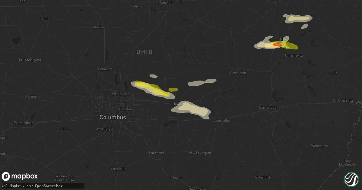 Hail map in Newark, OH on August 19, 2017