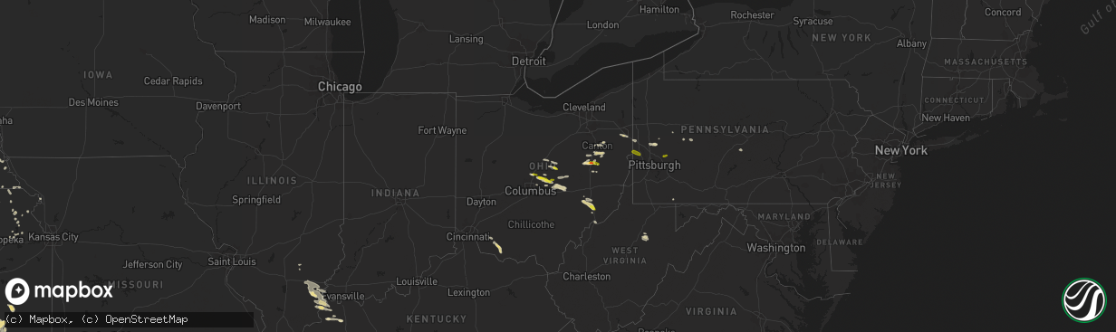 Hail map in Ohio on August 19, 2017