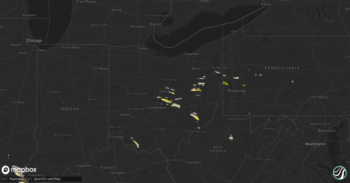 Hail map in Ohio on August 19, 2017
