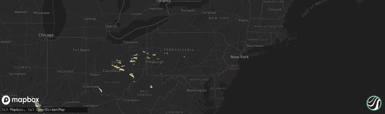 Hail map in Pennsylvania on August 19, 2017