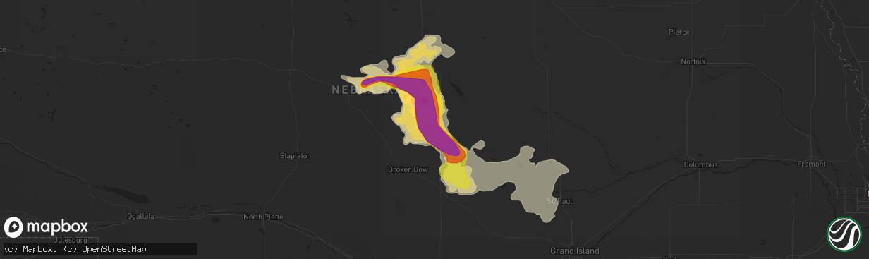 Hail map in Sargent, NE on August 19, 2017