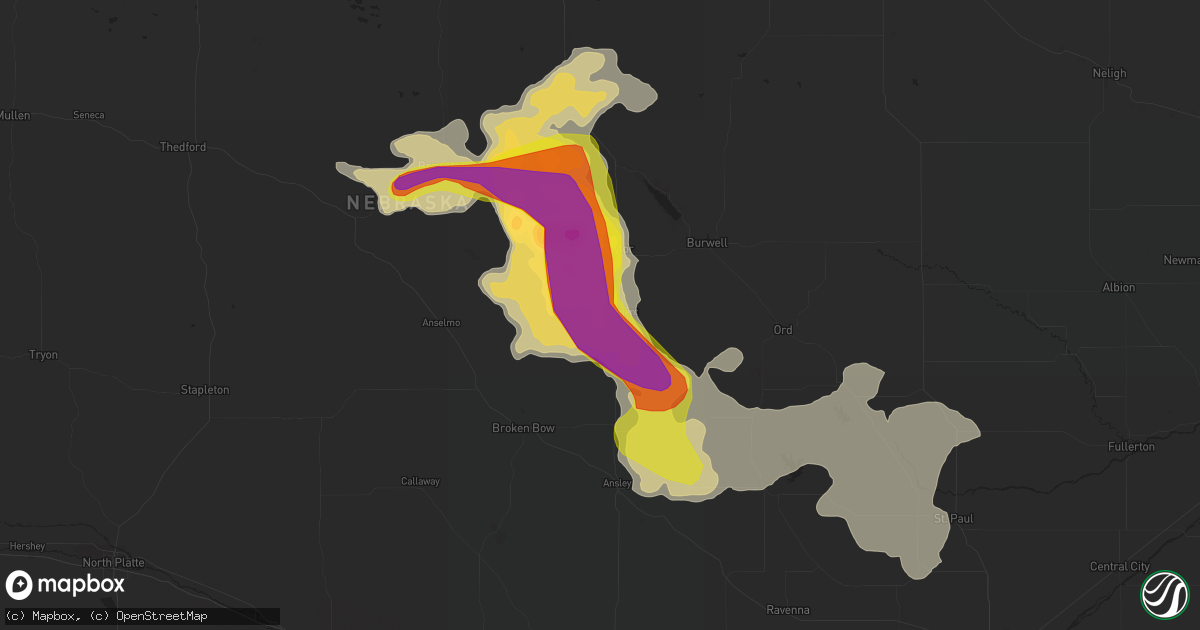 Hail map in Sargent, NE on August 19, 2017
