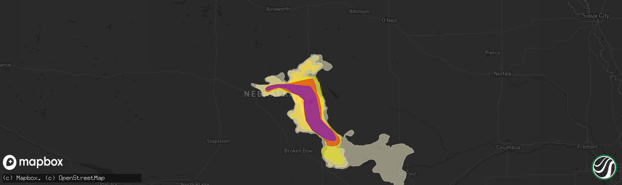 Hail map in Taylor, NE on August 19, 2017