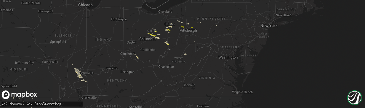 Hail map in West Virginia on August 19, 2017