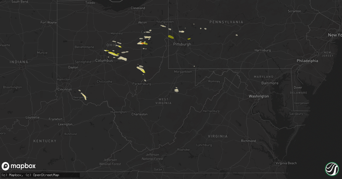 Hail map in West Virginia on August 19, 2017