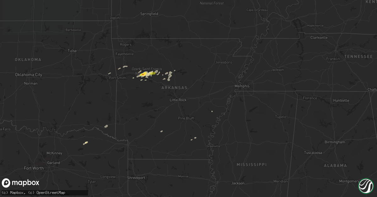 Hail map in Arkansas on August 19, 2018