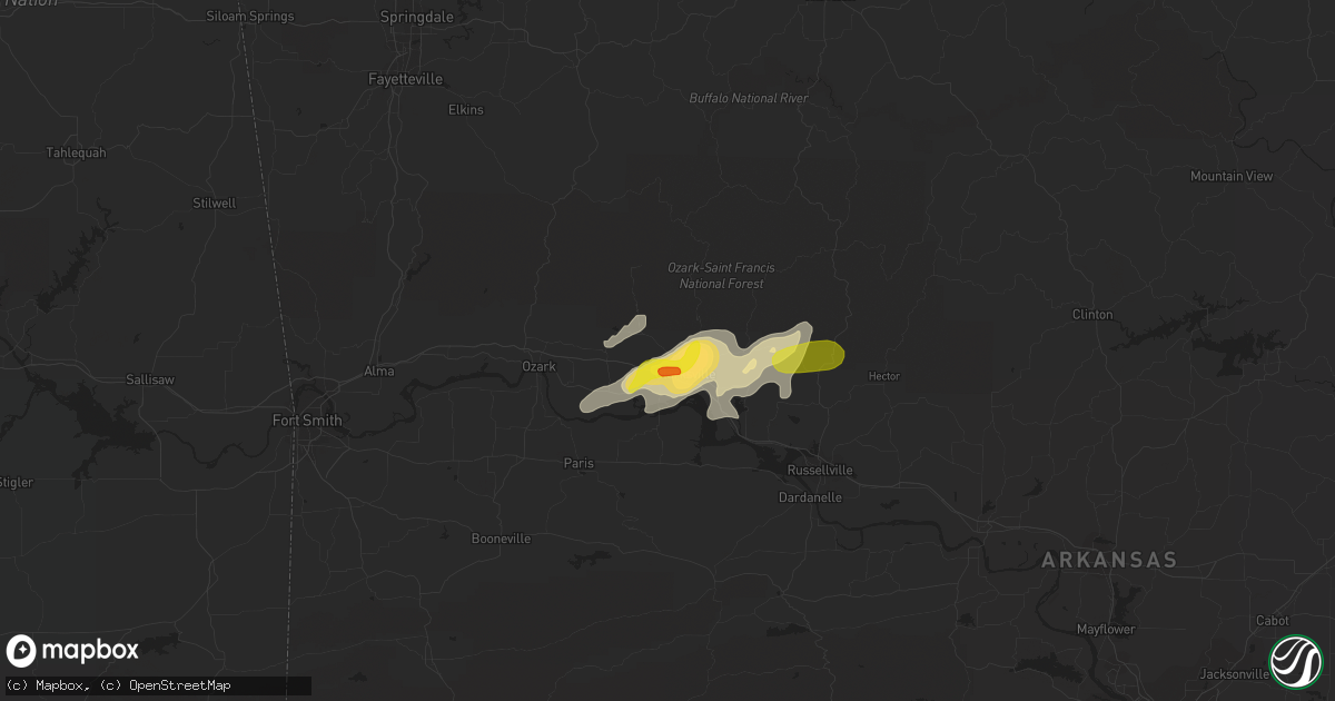 Hail map in Clarksville, AR on August 19, 2018