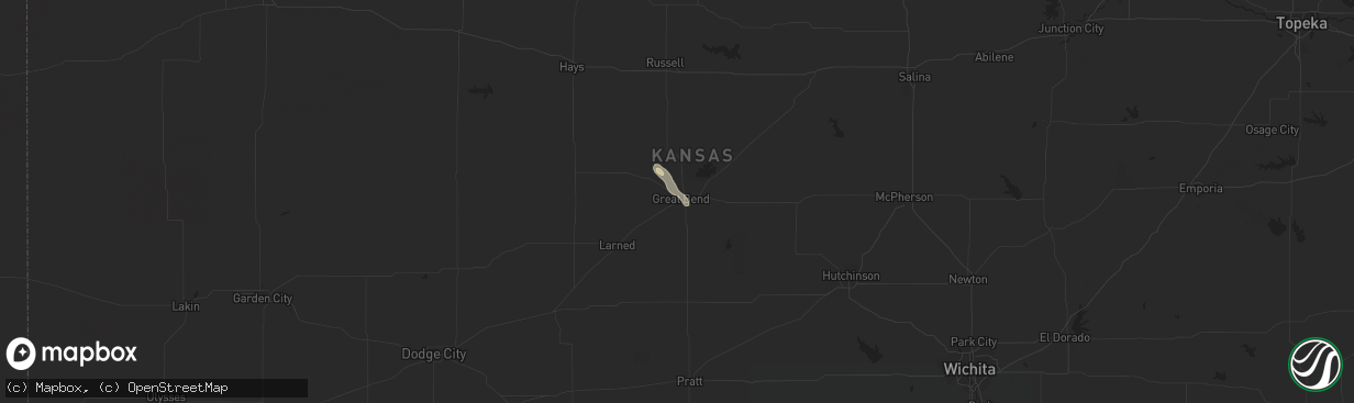 Hail map in Great Bend, KS on August 19, 2018