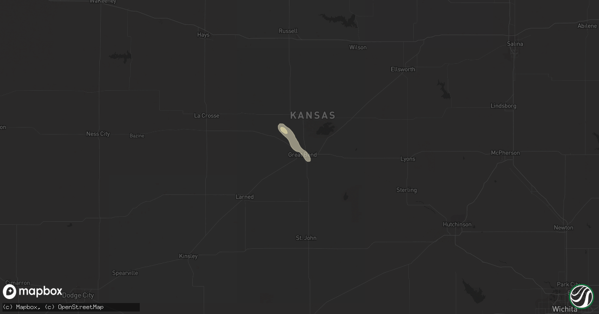 Hail map in Great Bend, KS on August 19, 2018