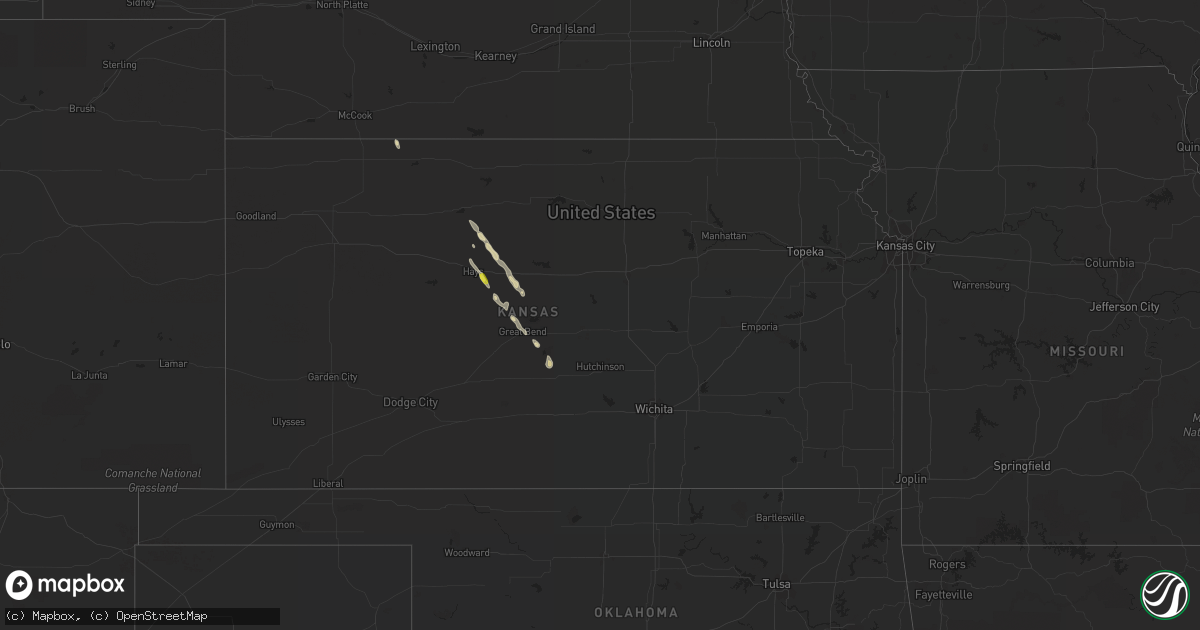 Hail map in Kansas on August 19, 2018