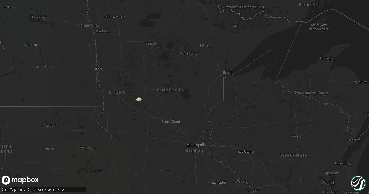 Hail map in Minnesota on August 19, 2018