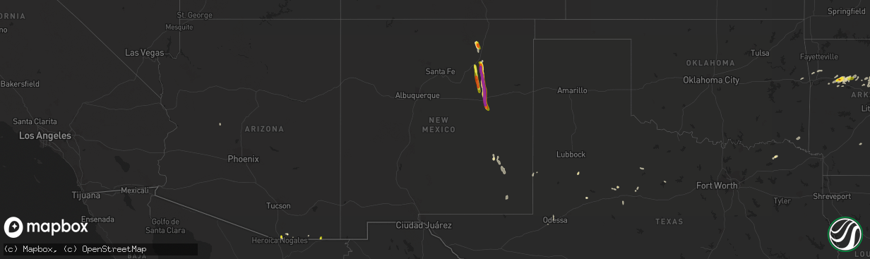 Hail map in New Mexico on August 19, 2018