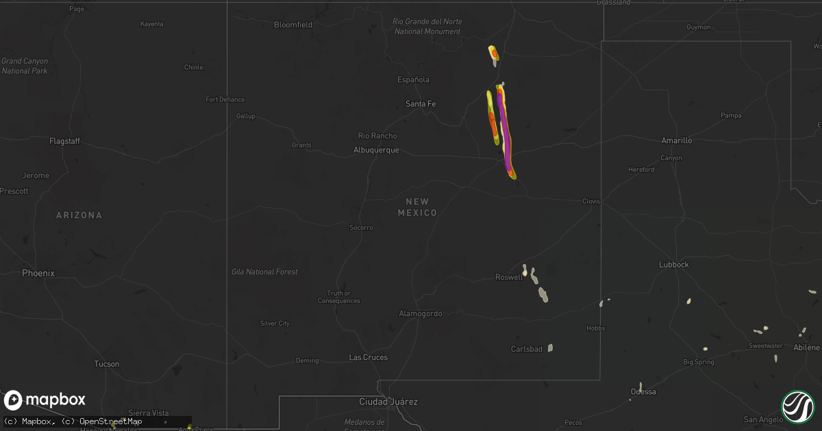 Hail map in New Mexico on August 19, 2018