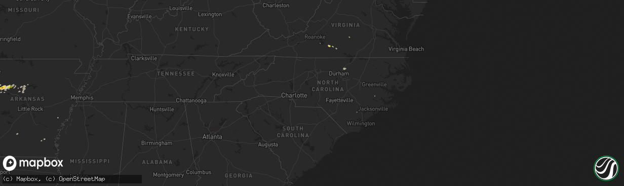 Hail map in North Carolina on August 19, 2018