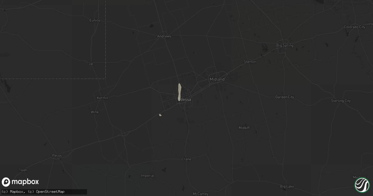 Hail map in Odessa, TX on August 19, 2018