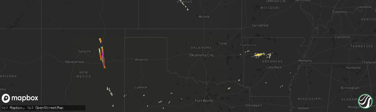 Hail map in Oklahoma on August 19, 2018