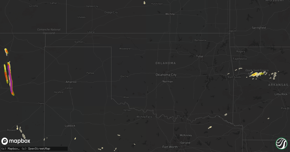 Hail map in Oklahoma on August 19, 2018