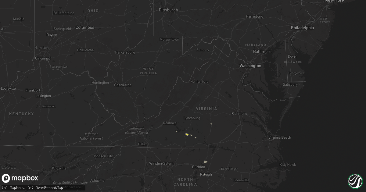 Hail map in Virginia on August 19, 2018
