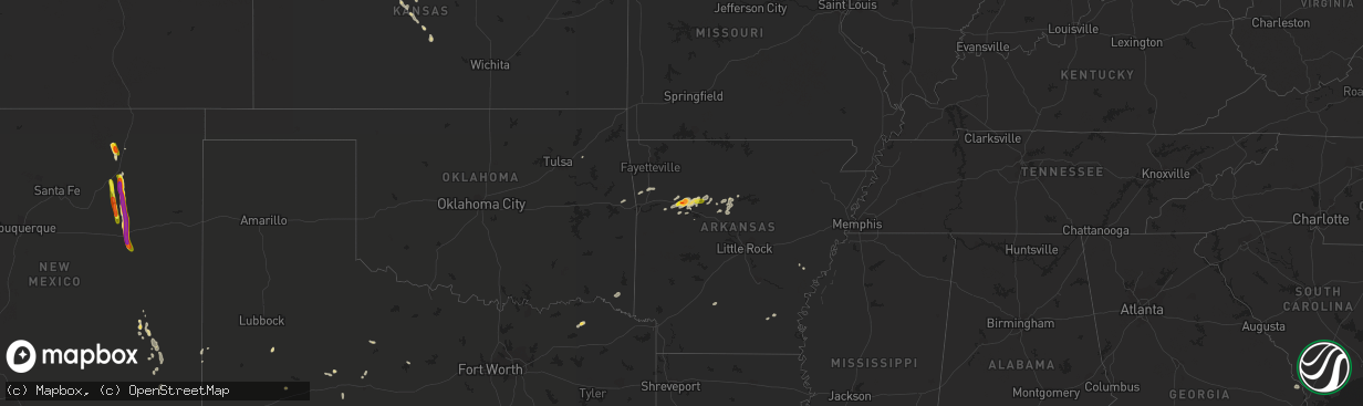 Hail map on August 19, 2018