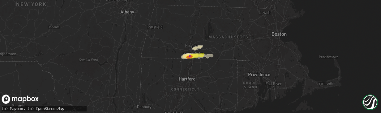 Hail map in Agawam, MA on August 19, 2019