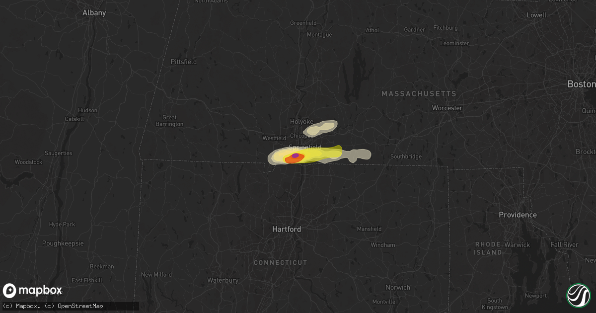 Hail map in Agawam, MA on August 19, 2019