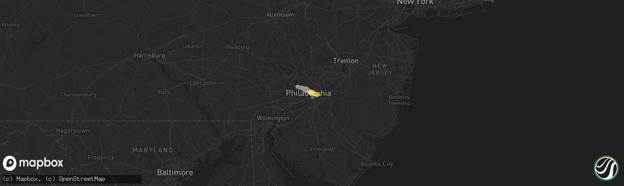 Hail map in Camden, NJ on August 19, 2019