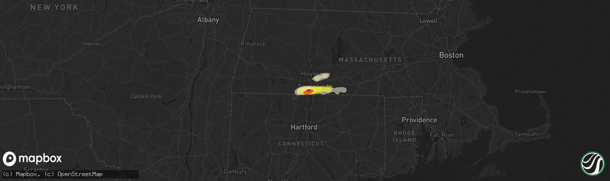 Hail map in Feeding Hills, MA on August 19, 2019