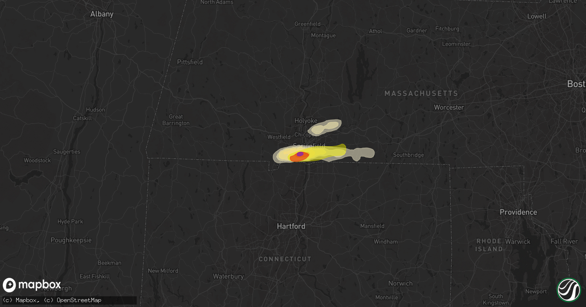 Hail map in Feeding Hills, MA on August 19, 2019